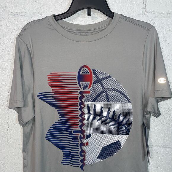 Big Kids' Short-Sleeve T-Shirt, 4-Sport Script Logo grey, XL 18/20 - Picture 5 of 5